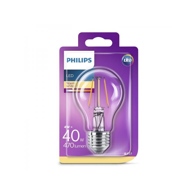 teller Aan boord Uitbarsten Philips LED lamp A60 4W E27 470lm 827 15000h filament @ shop.primepartner.eu