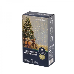 Prime Light valguskardin 120LED, 1,5x2m, soe valge