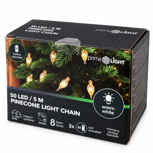 Pine Cone String Lights, 50 LEDs, 5m, warm white