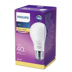 Philips LED lamp A60 4,5W E27 470lm 827 15000h matte glass