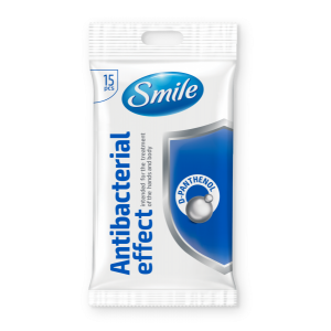 Smile antibakteeriset kosteat pyyhket pantenooli, 15 kpl/pk