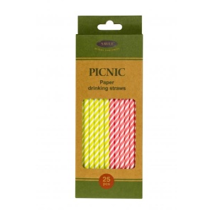 Smile paper drinking straws Ø 6mm, 25 pcs, green/red