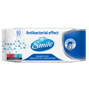 Smile antibacterial wet wipes, panthenol, 60pcs