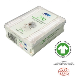 Smile organic cotton buds in box, 200 pcs (GOTS)