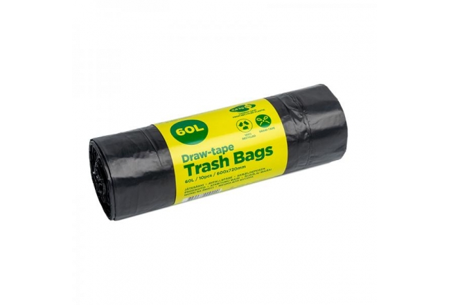 Home draw-string garbage bags 60l, 600x720mm, 10 pcs/roll