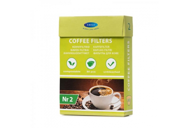 Coffeefilters no. 2, unbleached, 80 pcs in box