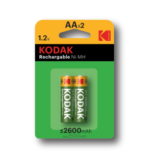 Kodak rechargeable NiMH AA batteries 2600mAh, 2pcs