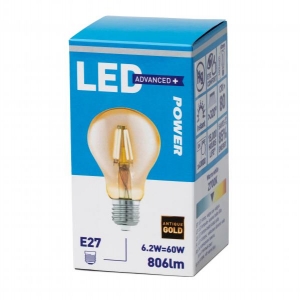  LED лампа A60, E27 806lm, филамент