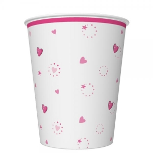  Paper cups 250ml, 8 pcs, Pink Unicorn