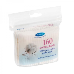 Smile cotton buds in polybag, 160 pcs