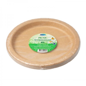 Smile paper plates 22cm, Kraft, bio-coated 12 pcs