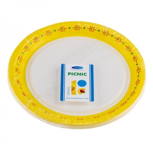Smile Paper plates 22cm, 12 pcs, Yellow