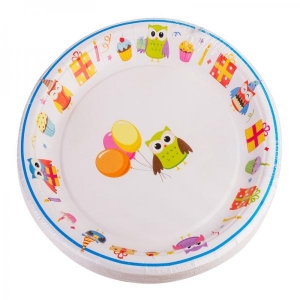 Smile Paper plates 22cm, 12 pcs, Owl