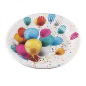 Paper plates 23cm, 10pcs, Balloons