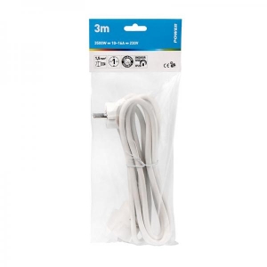 Extension lead cable 3,0m white 1,5mm