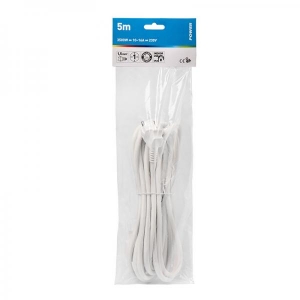 Extension lead cable 5,0m white 1,5mm