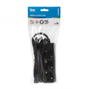 Extension cord 3,0m 3 sockets black 1,5mm