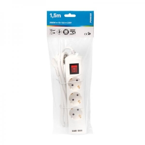 Power Удлинитель с заземлением USB 1,5м 3 гнезда, белый 1,5 мм