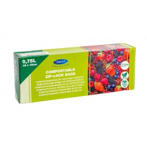 Smile compostable Zip-lock storage bags 0,75l, 25pcs