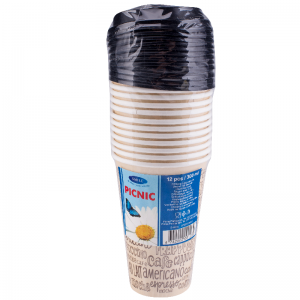 Smile Paper cups with lid, 300ml, 12pcs, Coffee