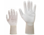 McLean White elastic nylon work gloves, palm covered with  polyurethane, in the plastic bag with hanger, XS