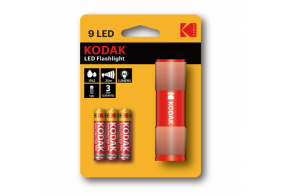 Kodak 9-LED flashlight+ 3 AAA, red