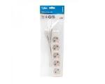 Extension cord 5,0m 5 sockets+switch white 1,5mm