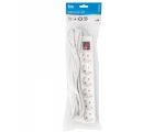 Extension cord 5,0m 6 sockets+switch, white