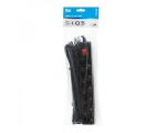 Extension cord 3,0m 6 sockets+switch, black