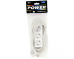 Extension cord 1,5m 3 sockets, white 1,5mm